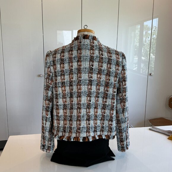 L'AGENCE Angelina Fringed Tweed Blazer Size 12, Excellent Condition - Picture 3 of 5